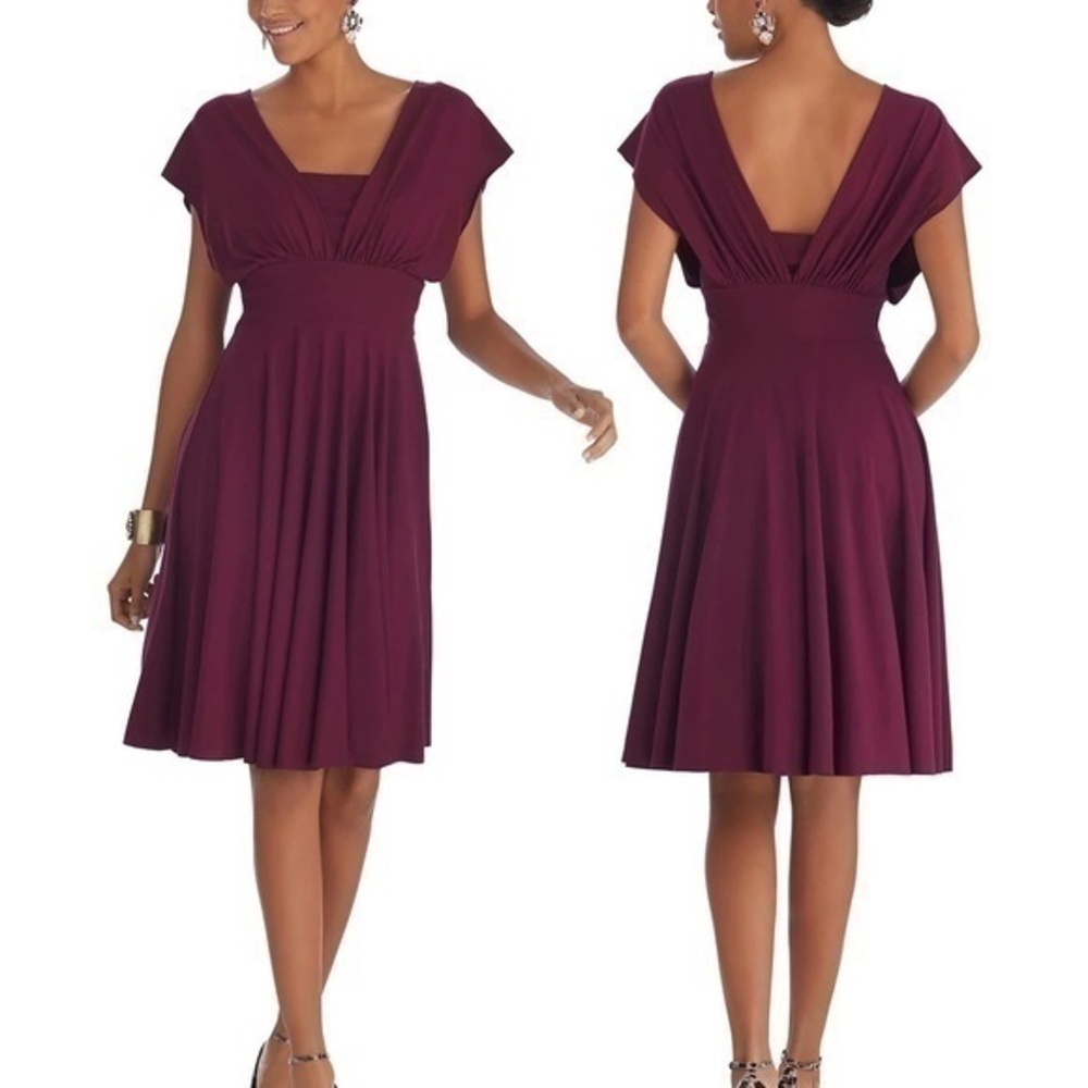 White House Black Market Genius Convertible Fit & Flare Burgundy Dress 0
